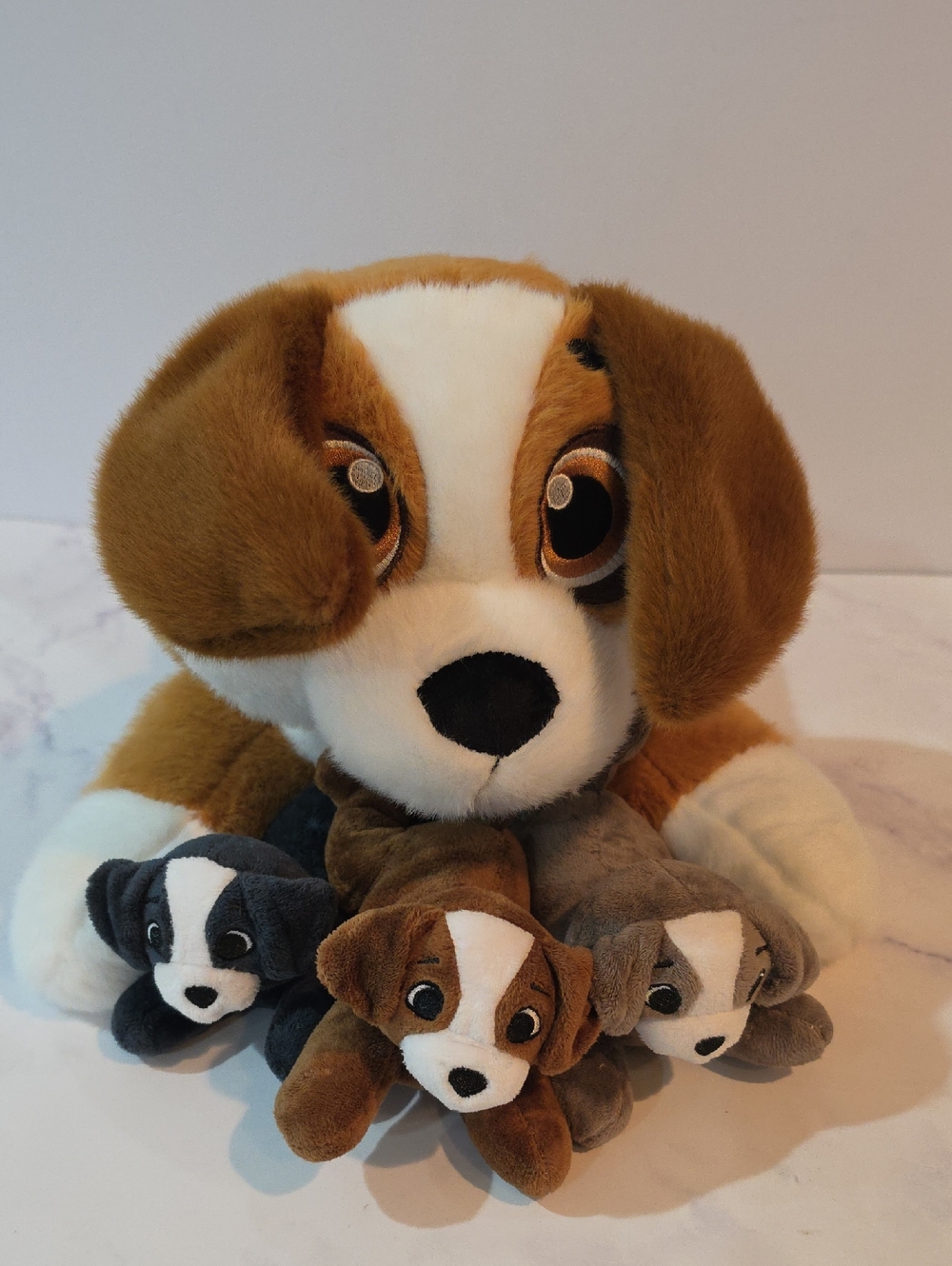 Jrystar 4 Pcs Plush Dog Toy Set - Brown and White